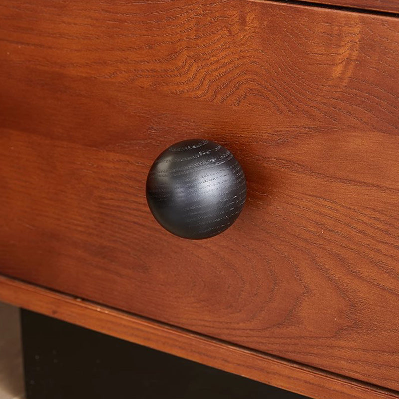 Traditional Vintage Solid Wood Rectangular Ball-Leg Nightstand 2-Drawer For Bedroom