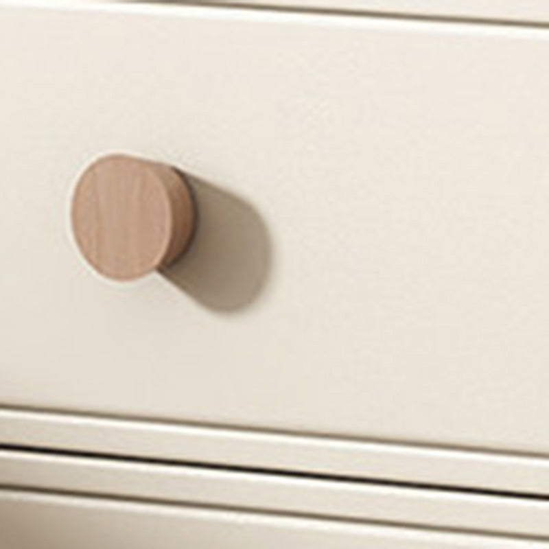 Modern Minimalist Cream Rectangular Solid Wood Nightstand 2-Drawer For Bedroom