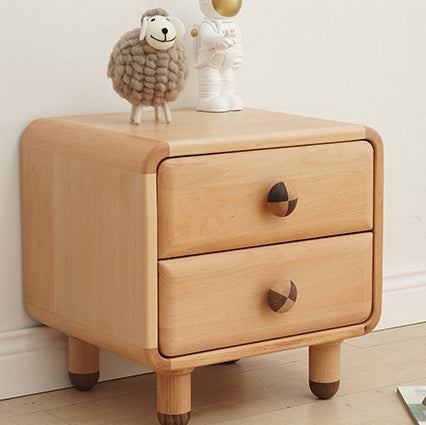 現代的なスカンジナビア風長方形木製ナイトスタンド 子供用 寝室用 2段引き出し