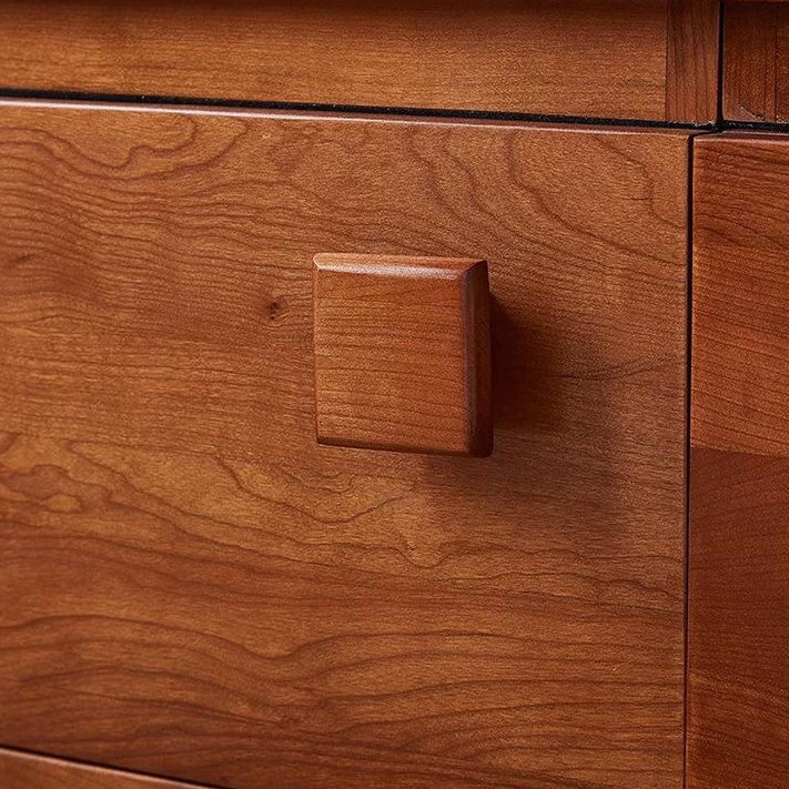 Contemporary Retro Cube Square Rubber Wood Nightstand 1-Drawer For Bedroom