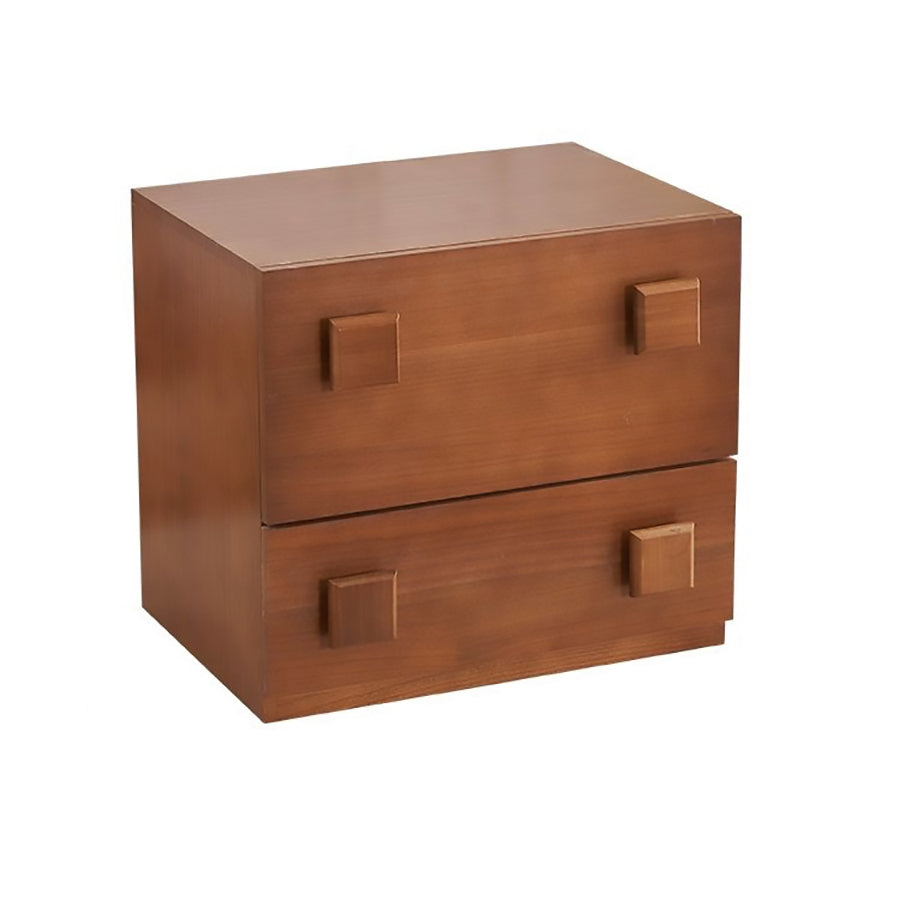Contemporary Retro Cube Square Rubber Wood Nightstand 1-Drawer For Bedroom