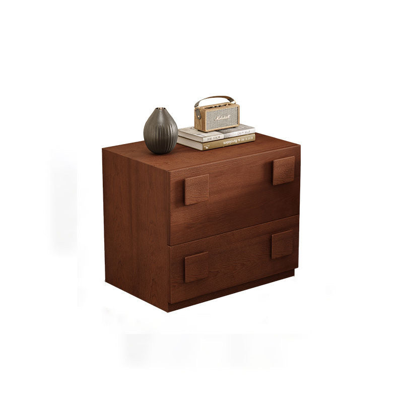 Contemporary Retro Cube Square Rubber Wood Nightstand 1-Drawer For Bedroom