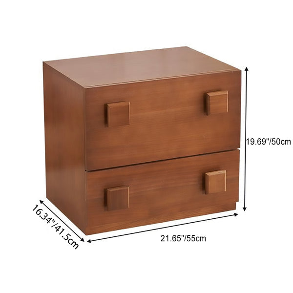 Contemporary Retro Cube Square Rubber Wood Nightstand 1-Drawer For Bedroom