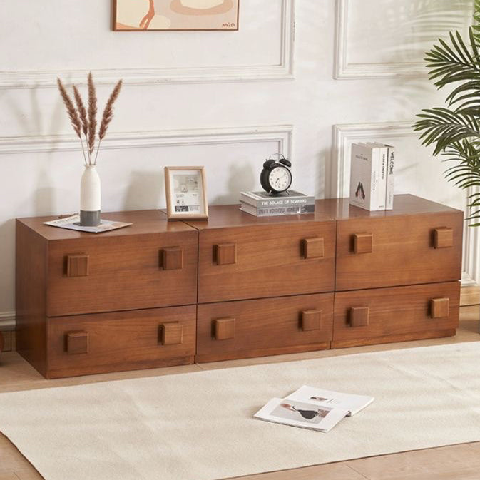 Contemporary Retro Cube Square Rubber Wood Nightstand 1-Drawer For Bedroom