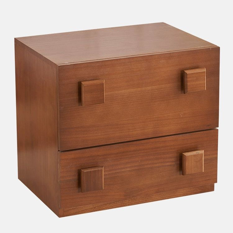 Contemporary Retro Cube Square Rubber Wood Nightstand 1-Drawer For Bedroom