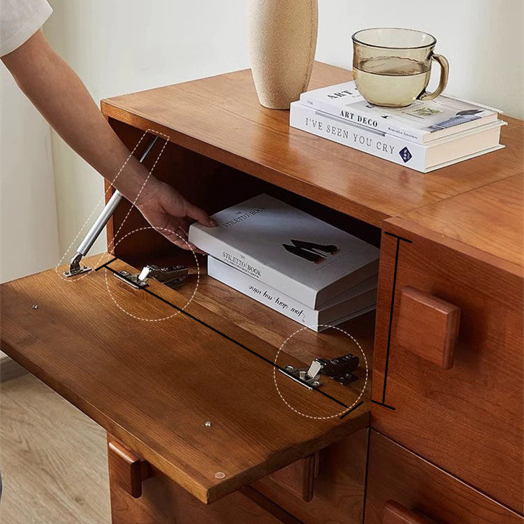 Contemporary Retro Cube Square Rubber Wood Nightstand 1-Drawer For Bedroom