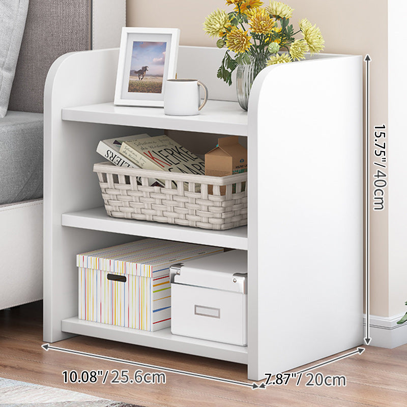 Modern Minimalist Rectangular Lockable Density Board Nightstand 3-Drawer For Bedroom