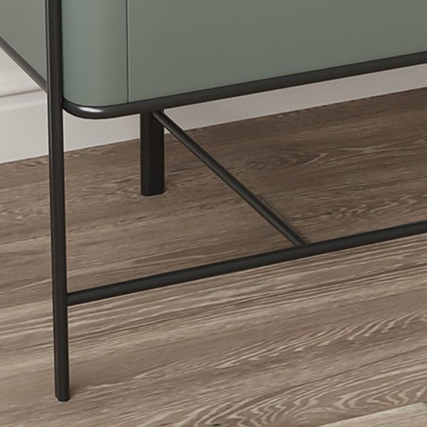 Modern Minimalist Geometric Square Glass Top Solid Wood Nightstand 1-Drawer For Bedroom
