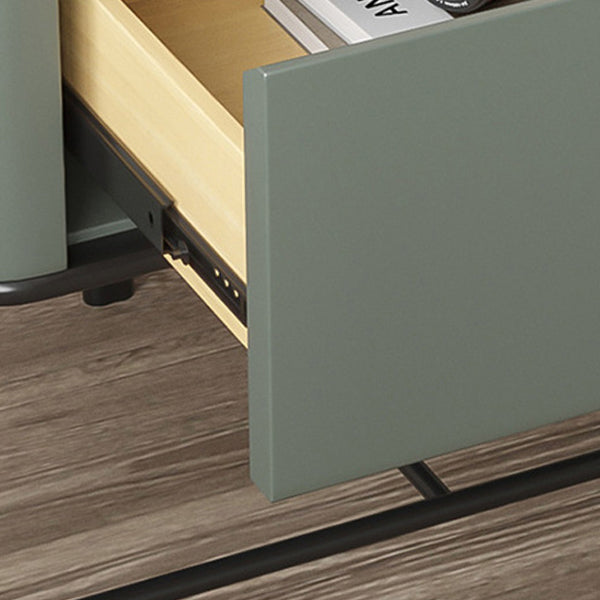 Modern Minimalist Geometric Square Glass Top Solid Wood Nightstand 1-Drawer For Bedroom