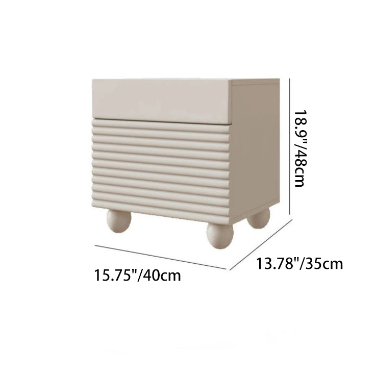 Contemporary Nordic Solid Wood Cube Nightstand 2-Drawer For Bedroom