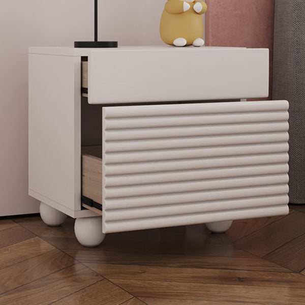 Contemporary Nordic Solid Wood Cube Nightstand 2-Drawer For Bedroom