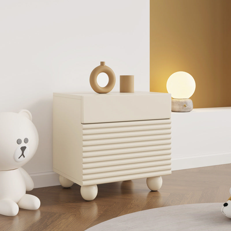 Contemporary Nordic Solid Wood Cube Nightstand 2-Drawer For Bedroom