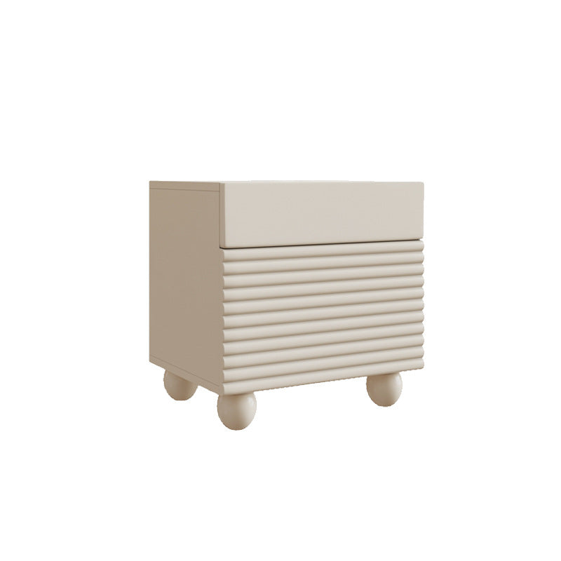 Contemporary Nordic Solid Wood Cube Nightstand 2-Drawer For Bedroom