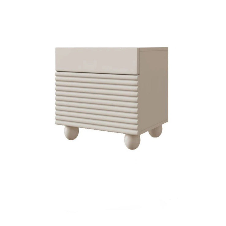 Contemporary Nordic Solid Wood Cube Nightstand 2-Drawer For Bedroom