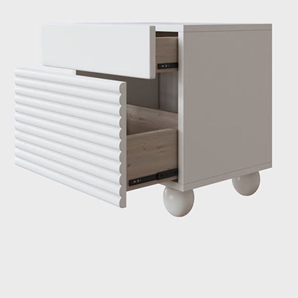 Contemporary Nordic Solid Wood Cube Nightstand 2-Drawer For Bedroom