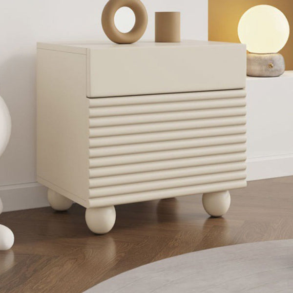 Contemporary Nordic Solid Wood Cube Nightstand 2-Drawer For Bedroom