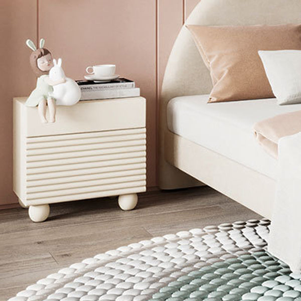 Contemporary Nordic Solid Wood Cube Nightstand 2-Drawer For Bedroom