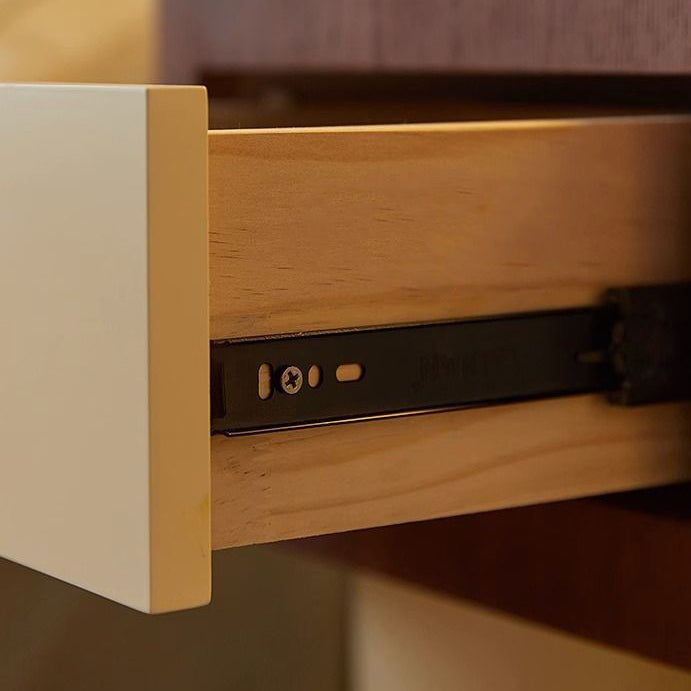 Contemporary Nordic Rounded Square MDF Top Solid Wood Base Nightstand 1-Drawer For Bedroom