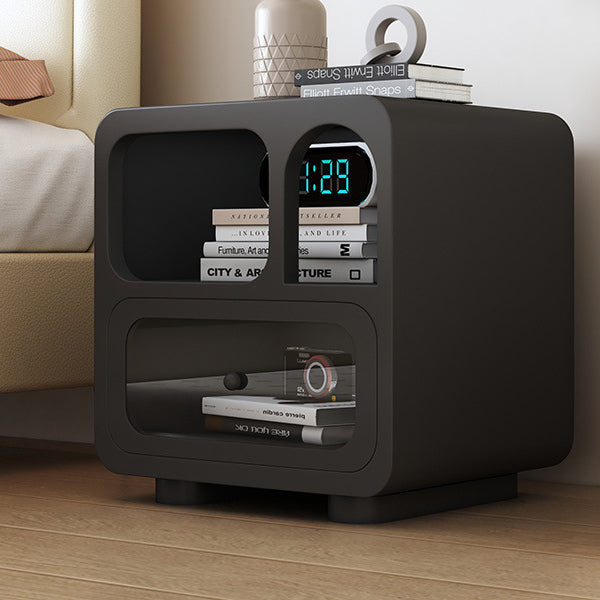 Contemporary Simplicity Cube Solid Wood Nightstand 1-Drawer For Bedroom
