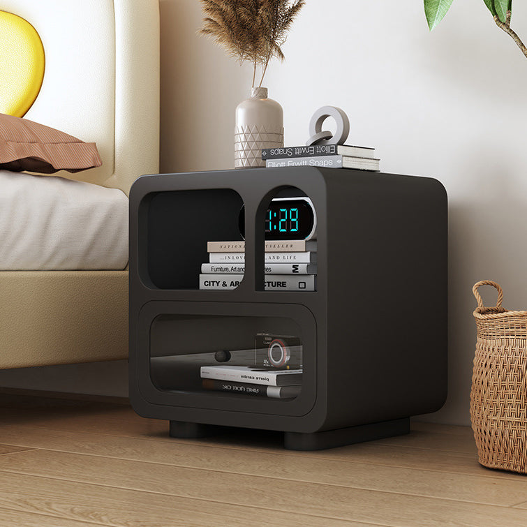 Contemporary Simplicity Cube Solid Wood Nightstand 1-Drawer For Bedroom
