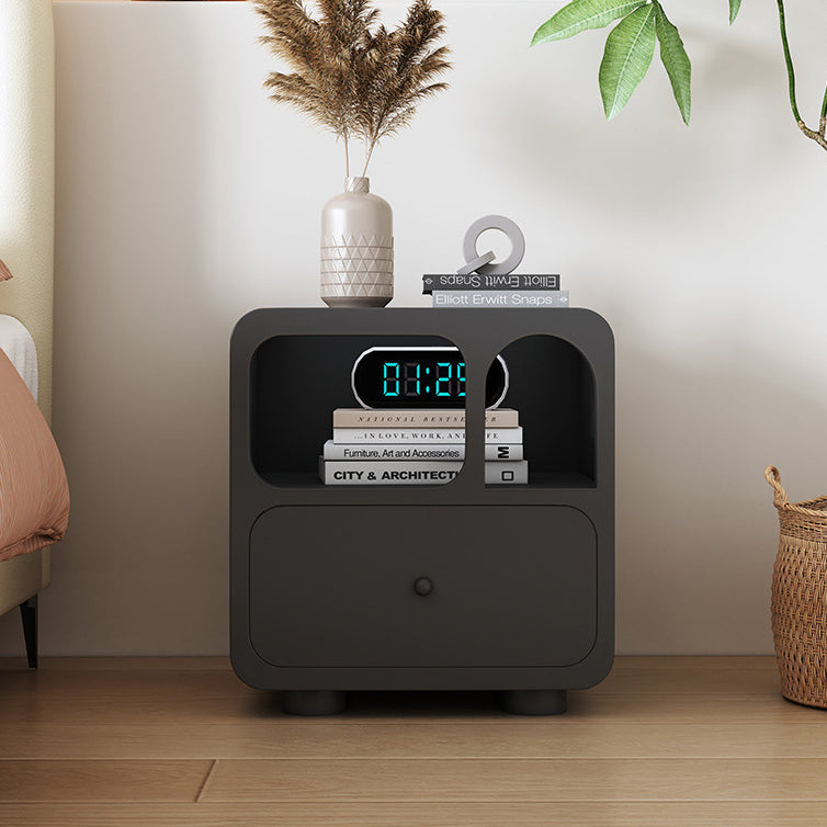 Contemporary Simplicity Cube Solid Wood Nightstand 1-Drawer For Bedroom