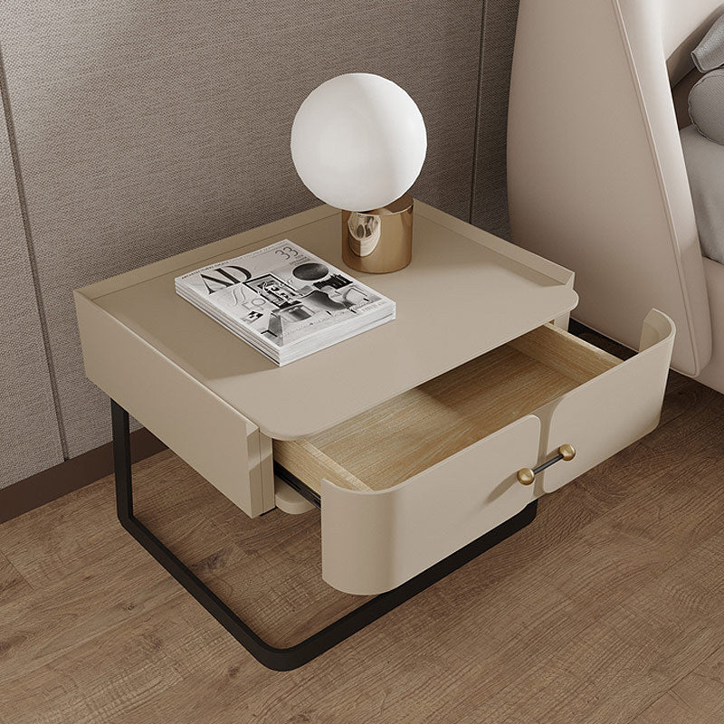 Modern Mid-Century Rectangular Eco-Friendly Board Carbon Steel Nightstand 1-Drawer For Bedroom