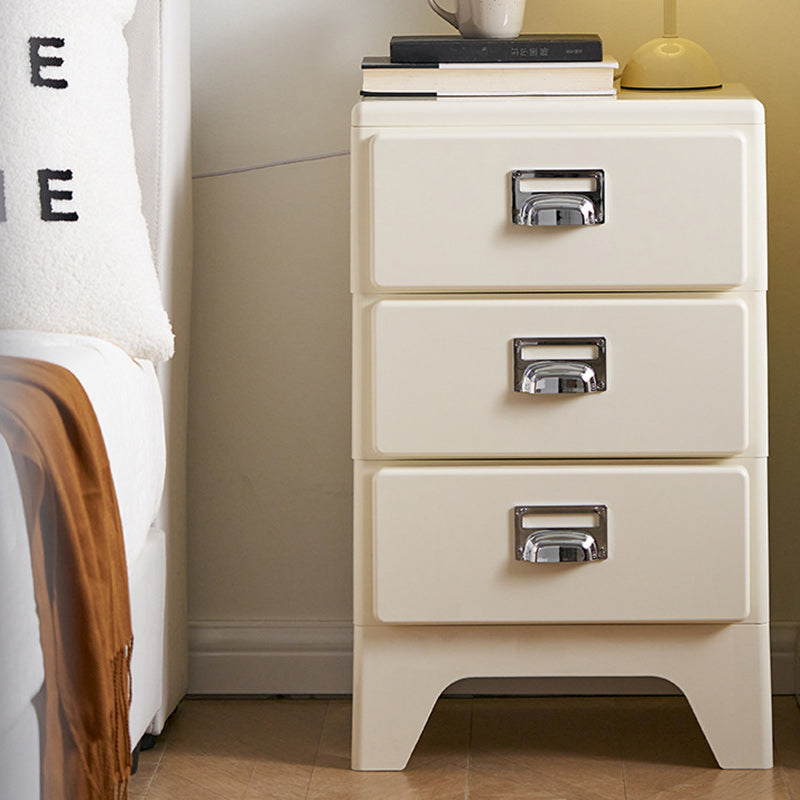 Contemporary Nordic ABS Rectangular Nightstand Storage Cabinets 3-Drawer For Bedroom