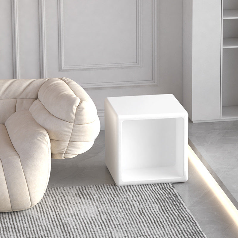 Modern Minimalist Plastic Geometric Cube Illuminated Nightstand 1-Storage Cabinet For Bedroom
