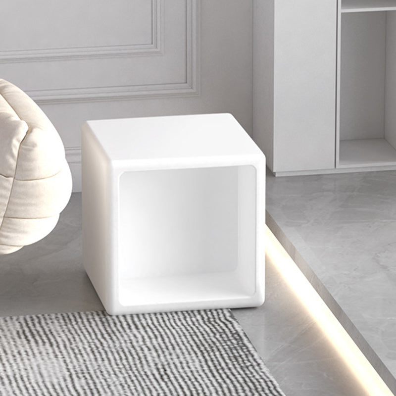 Modern Minimalist Plastic Geometric Cube Illuminated Nightstand 1-Storage Cabinet For Bedroom