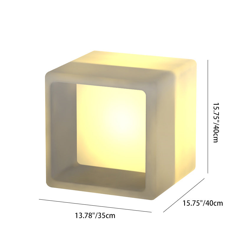 Modern Minimalist Plastic Geometric Cube Illuminated Nightstand 1-Storage Cabinet For Bedroom