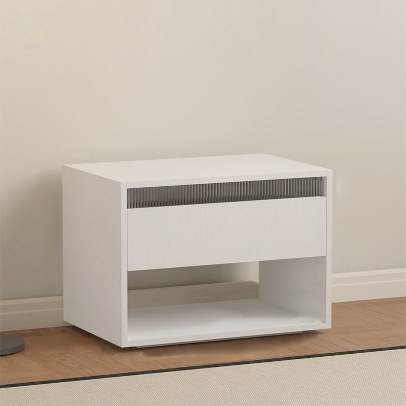 Traditional Japanese Cube Medium Density Fiberboard Nightstand 1-Drawer Storage Cabinet For Bedroom