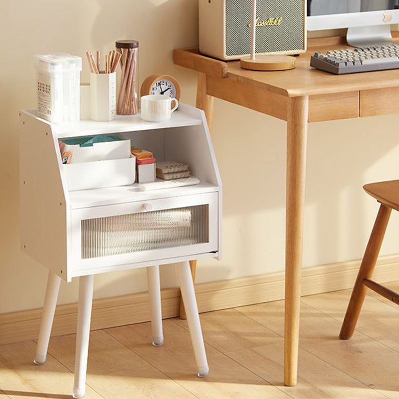 Traditional Japanese Square Solid Wood Nightstand 2-Storage Cabinet For Bedroom