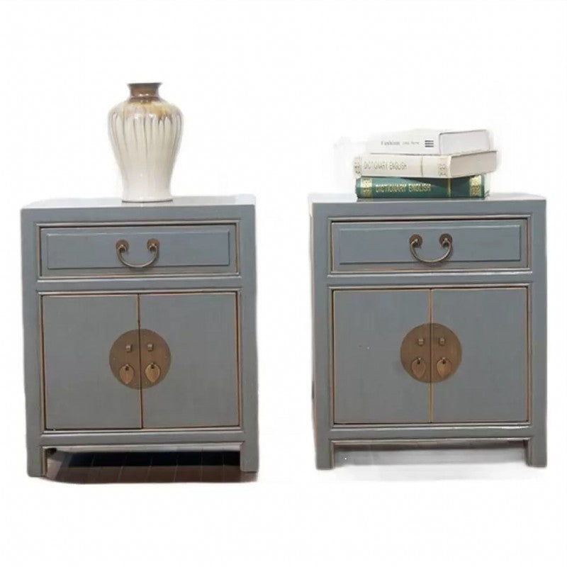 Traditional Colonial Solid Wood Cubic Storage Cabinet Nightstand 1-Drawer & Cabinet For Bedroom