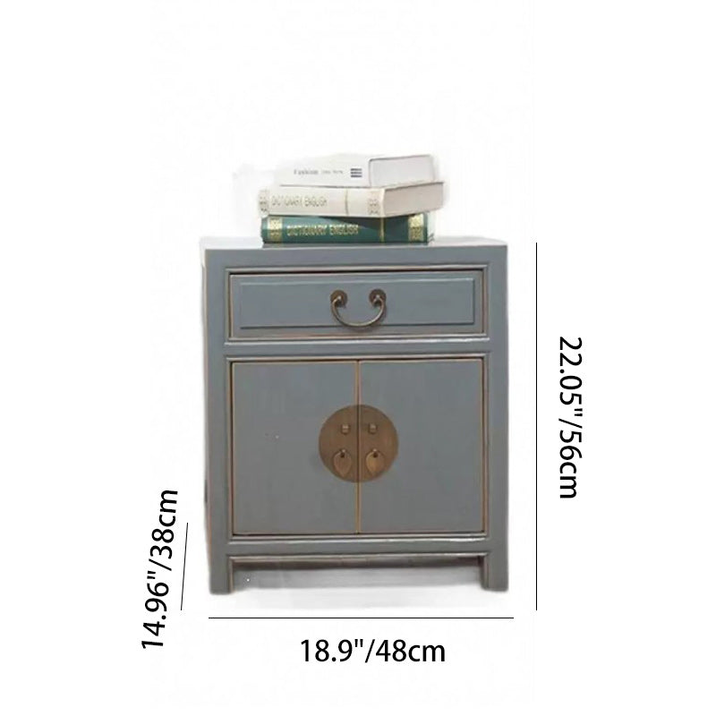 Traditional Colonial Solid Wood Cubic Storage Cabinet Nightstand 1-Drawer & Cabinet For Bedroom