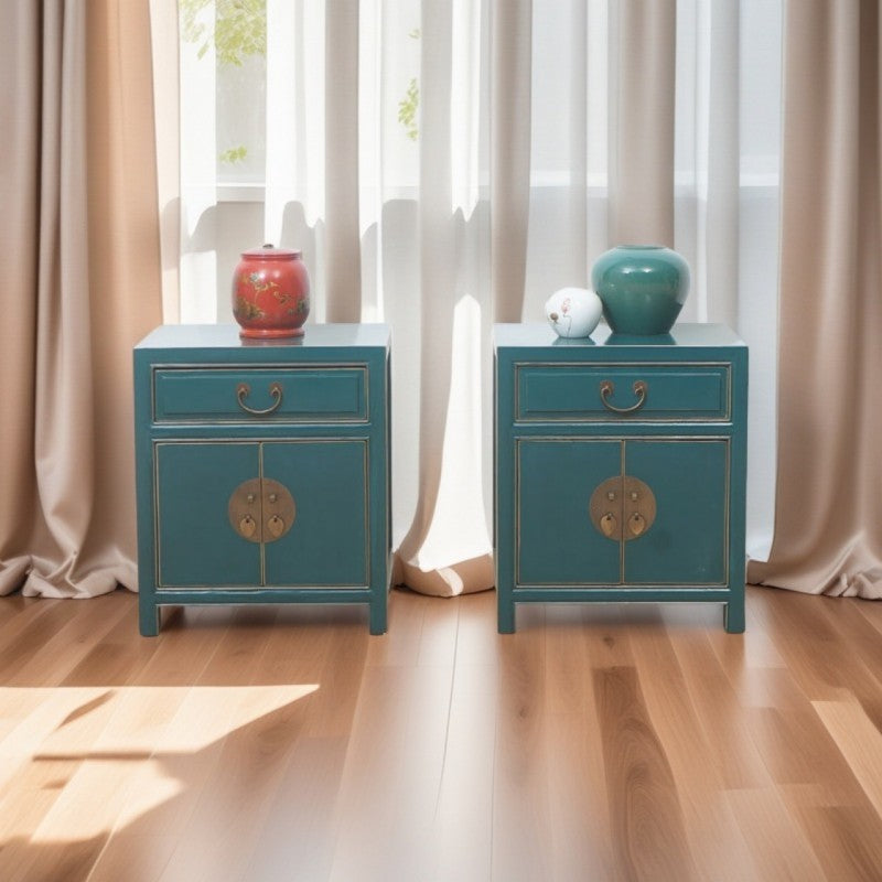 Traditional Colonial Solid Wood Cubic Storage Cabinet Nightstand 1-Drawer & Cabinet For Bedroom