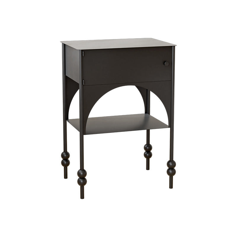 Traditional French Rectangular Iron Nightstand 1-Cabine & Shelf For Bedroom