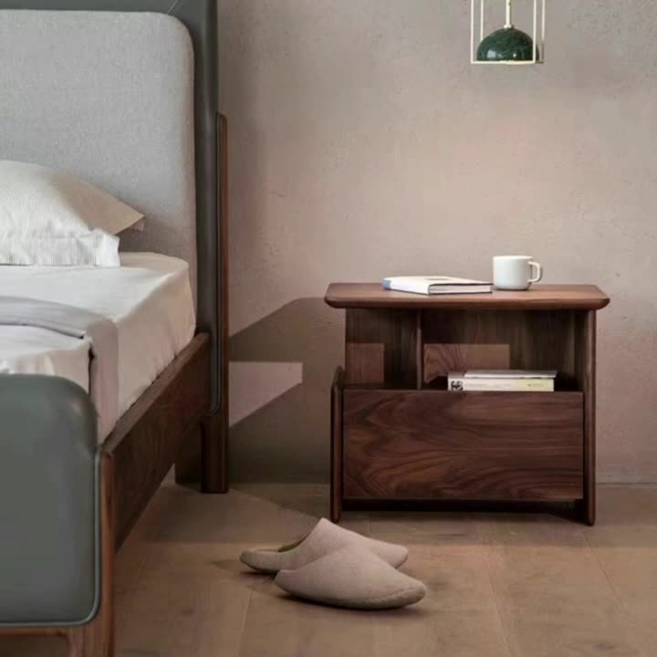 Traditional Vintage Square Rectangle Wood Nightstand 1-Drawer For Bedroom