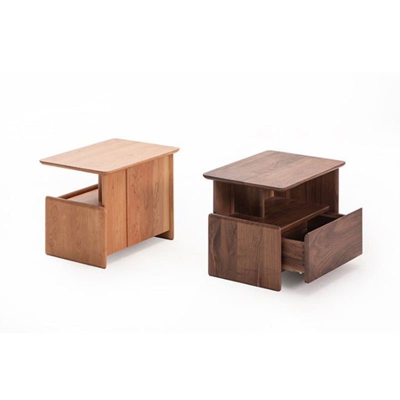 Traditional Vintage Square Rectangle Wood Nightstand 1-Drawer For Bedroom