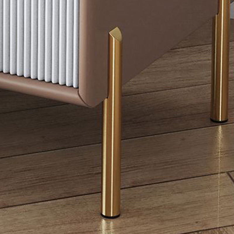 Contemporary Nordic Square Wood Rock Slab Veneer Glass Hardware Stainless Steel Nightstand 2-Drawer For Bedroom