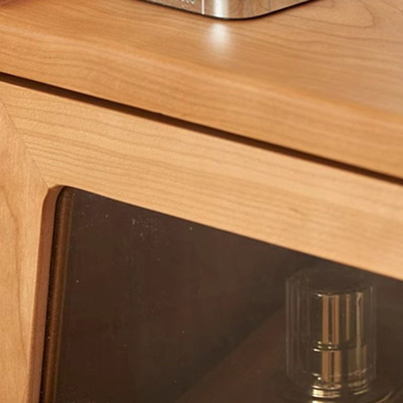 Traditional Vintage Trapezoidal Cherry Wood Nightstand 2-Drawer For Bedroom