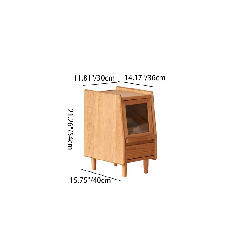 Traditional Vintage Trapezoidal Cherry Wood Nightstand 2-Drawer For Bedroom