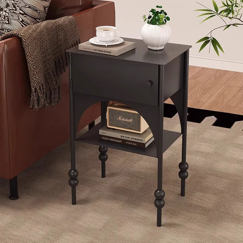 Modern Minimalist Rectangular Iron Nightstand 1-Cabinet For Bedroom