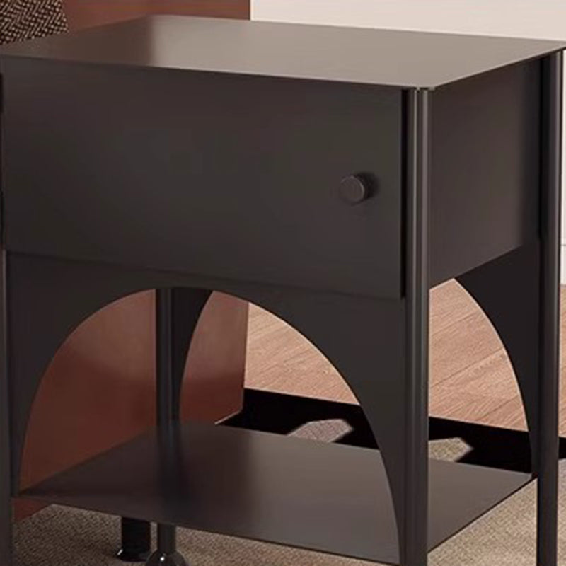 Modern Minimalist Rectangular Iron Nightstand 1-Cabinet For Bedroom