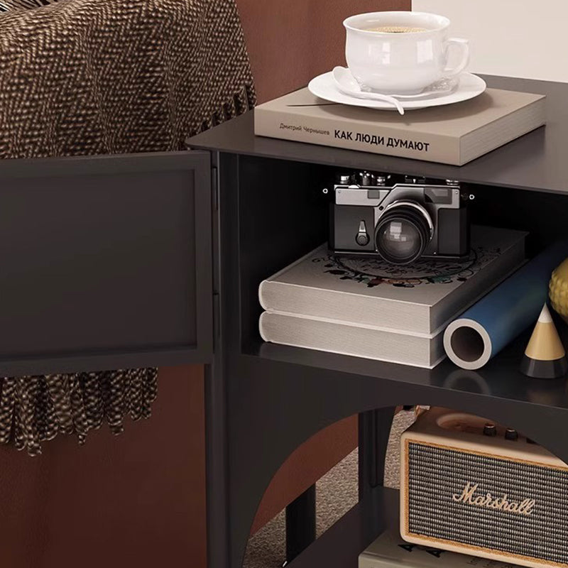 Modern Minimalist Rectangular Iron Nightstand 1-Cabinet For Bedroom