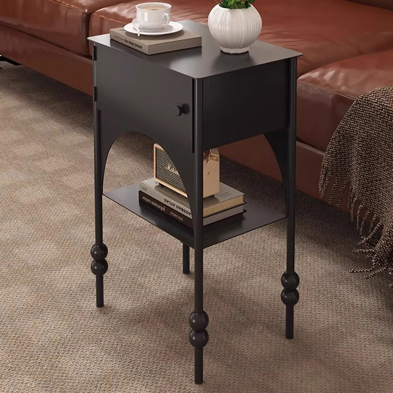 Modern Minimalist Rectangular Iron Nightstand 1-Cabinet For Bedroom