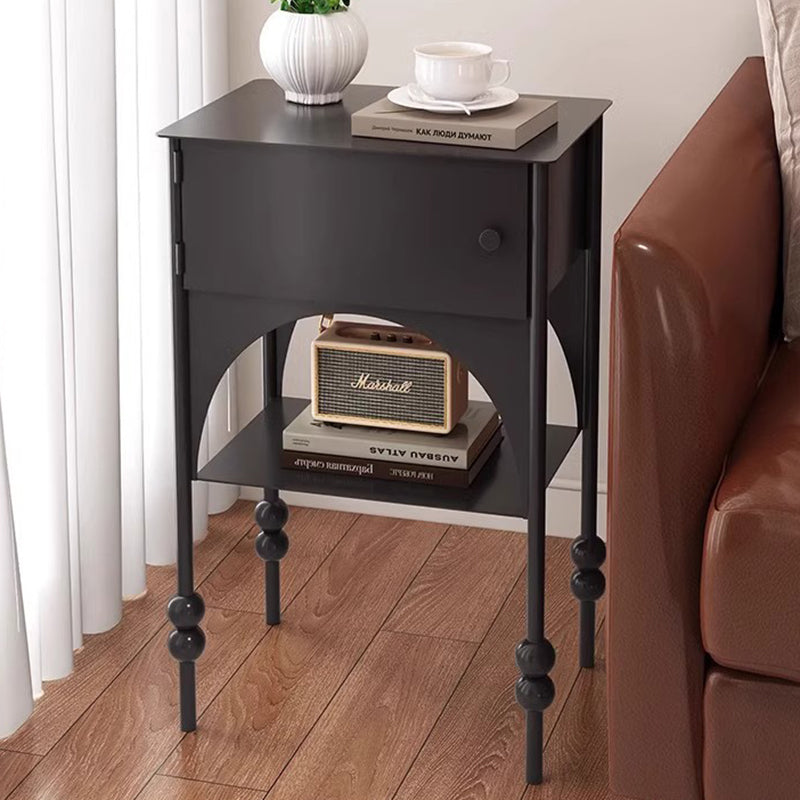 Modern Minimalist Rectangular Iron Nightstand 1-Cabinet For Bedroom