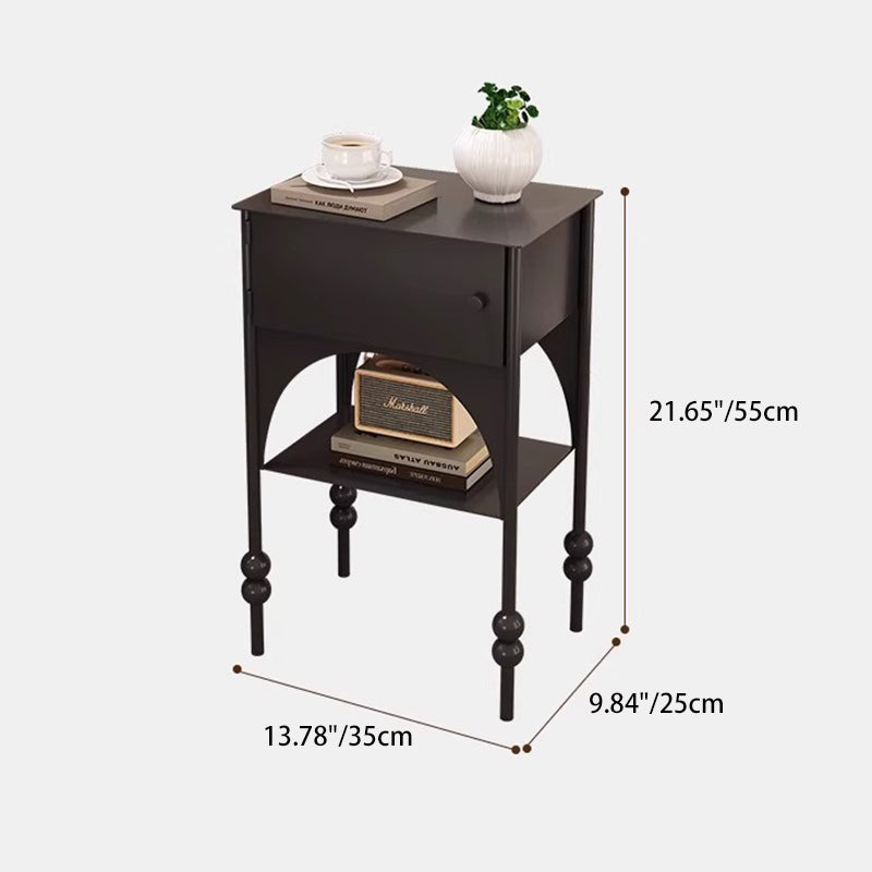 Modern Minimalist Rectangular Iron Nightstand 1-Cabinet For Bedroom