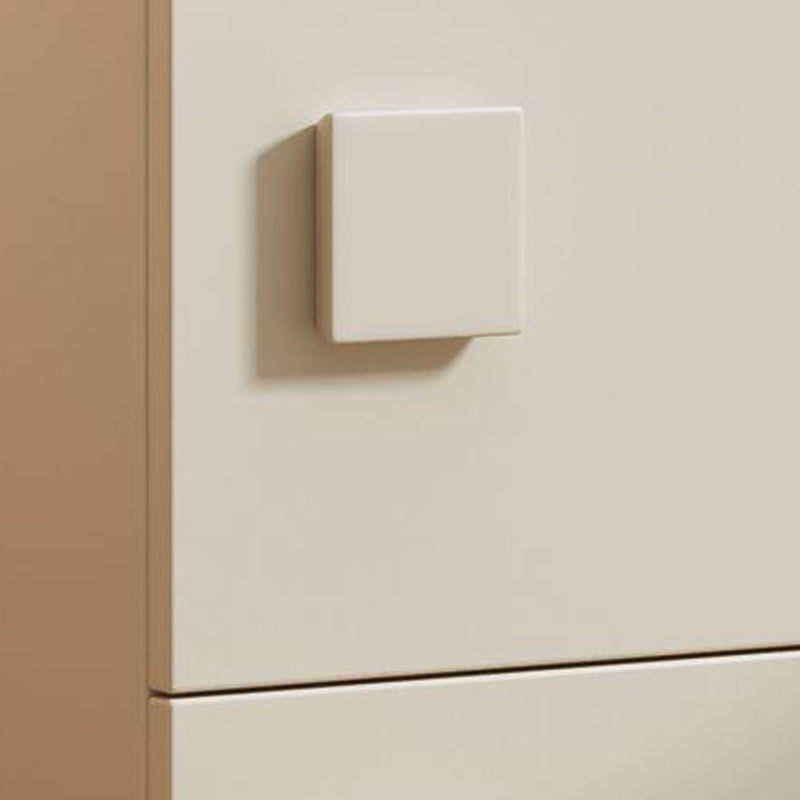 Modern Minimalist Cream Square Wood Nightstand 2-Drawer For Bedroom