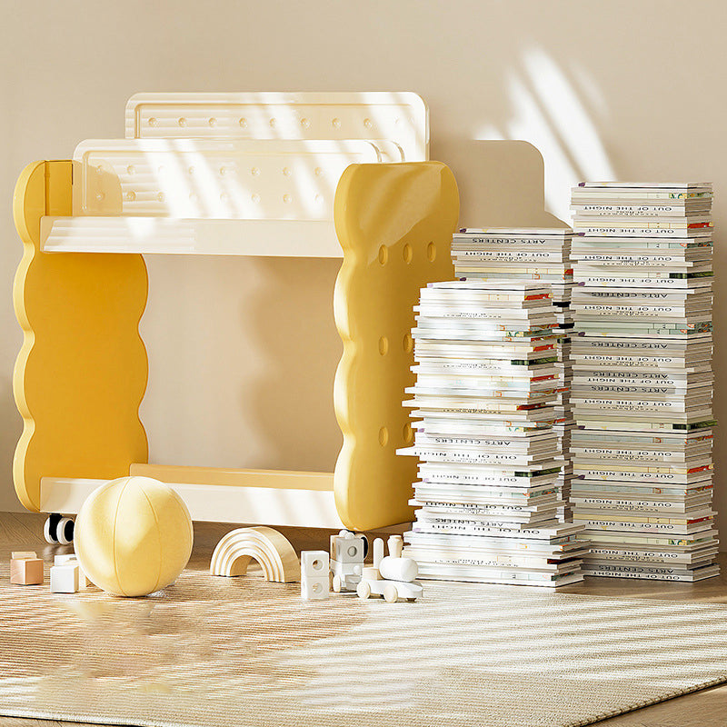 Contemporary Creative Cartoon Kids Cheese Cookies Square Rectangle PP Bookshelves 2-Tier For Home Office