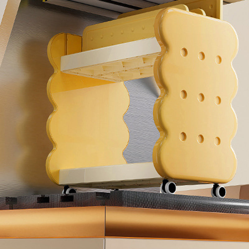 Contemporary Creative Cartoon Kids Cheese Cookies Square Rectangle PP Bookshelves 2-Tier For Home Office